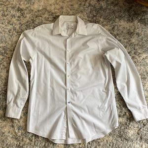 CK White with Blue Stripe Button Down Dress Shirt